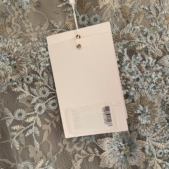 Mac Duggal - Sea Mist - Embellished V-Neck Illusion Long Sleeve Gown - Picture 6 of 17